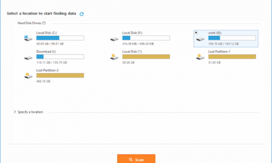 select disk storage location to recover deleted files from emptied recycle bin